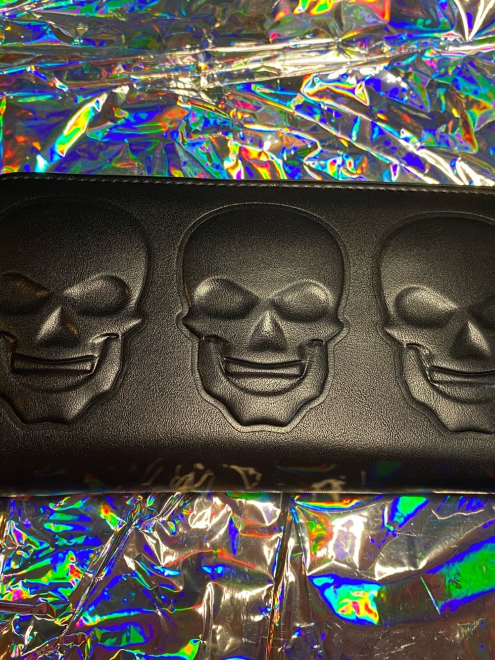 Black Skull-Embossed Wallet